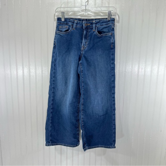 GAP Girls Baggy Flare Wide Leg Jeans in Dark Wash Blue size 12 adjustable waist - Picture 1 of 14